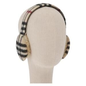 BURBERRY Nova Check Earmuff Wool Beige Auth 159465